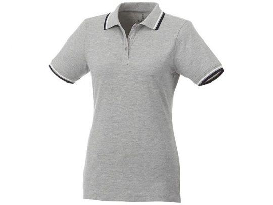 Женская футболка поло Fairfield с коротким рукавом с проклейкой, серый меланж/темно-синий/белый (M), арт. 016779503