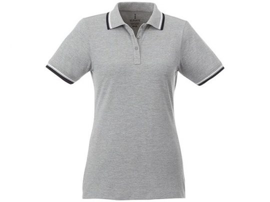 Женская футболка поло Fairfield с коротким рукавом с проклейкой, серый меланж/темно-синий/белый (M), арт. 016779503