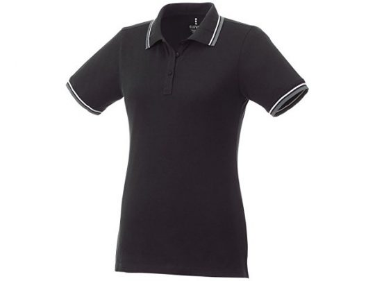 Женская футболка поло Fairfield с коротким рукавом с проклейкой, черный/серый меланж/белый (XL), арт. 016780303