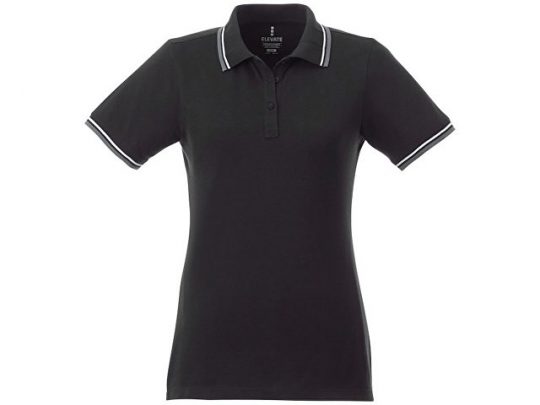 Женская футболка поло Fairfield с коротким рукавом с проклейкой, черный/серый меланж/белый (XS), арт. 016779903