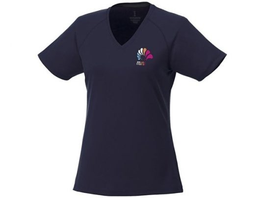 Модная женская футболка Amery  с коротким рукавом и V-образным вырезом, темно-синий (XL), арт. 016801603
