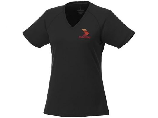Модная женская футболка Amery  с коротким рукавом и V-образным вырезом, черный (XS), арт. 016801803
