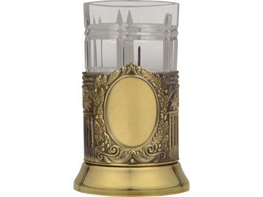 Подстаканник с хрустальным стаканом Базовый-Л, золотистый/прозрачный, арт. 016881303