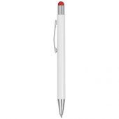 Ручка металлическая шариковая Flowery со стилусом и цветным зеркальным слоем, белый/красный, арт. 016989503