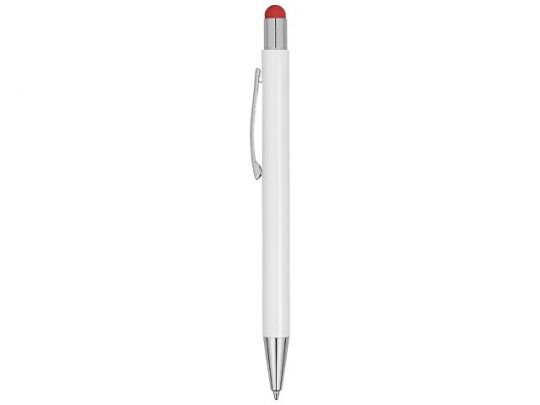 Ручка металлическая шариковая Flowery со стилусом и цветным зеркальным слоем, белый/красный, арт. 016989503