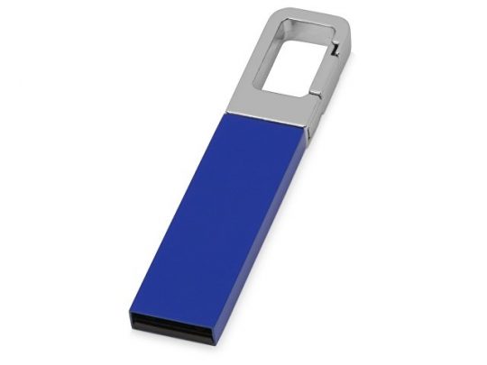 Флеш-карта USB 2.0 16 Gb с карабином Hook, синий/серебристый (16Gb), арт. 017071303
