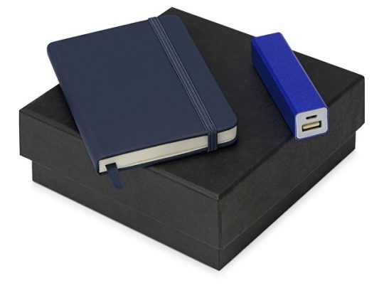 Подарочный набор To go с блокнотом и зарядным устройством, синий (А6), арт. 017009703