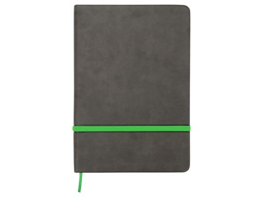 Блокнот Color линованный А5 в твердой обложке с резинкой, серый/зеленое яблоко, арт. 016979403