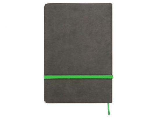 Блокнот Color линованный А5 в твердой обложке с резинкой, серый/зеленое яблоко, арт. 016979403