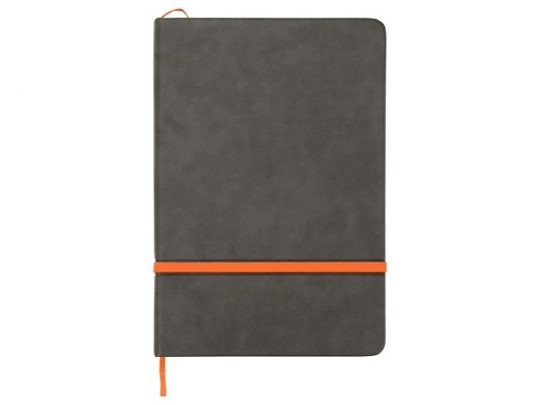 Блокнот Color линованный А5 в твердой обложке с резинкой, серый/оранжевый, арт. 016979303