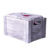 Плед новогодний  «Снегири» в подарочной коробке; серый с красным; 130х150 см; фланель 220 гр/м2