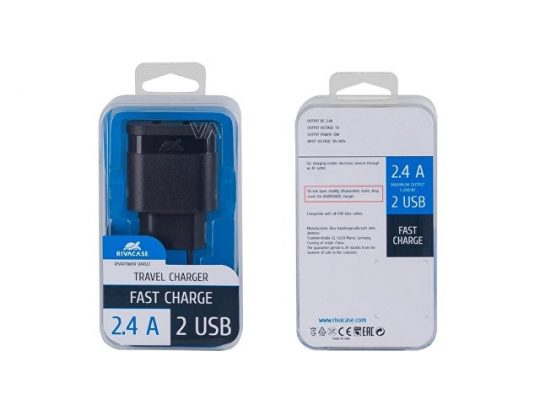 Сетевое зарядное устройство, 2 USB / 2.4 A, черный, арт. 017252503