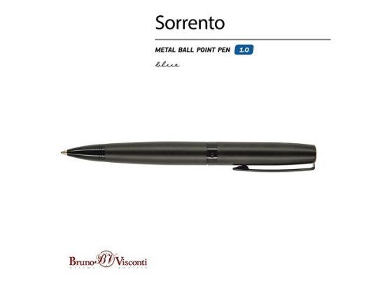 Ручка металлическая шариковая Sorento, 1,0мм, синие чернила, черный, арт. 017430203