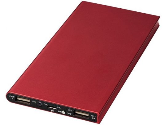 Алюминиевое портативное зарядное устройство Plate 8000 мА∙ч, красный, арт. 017512503