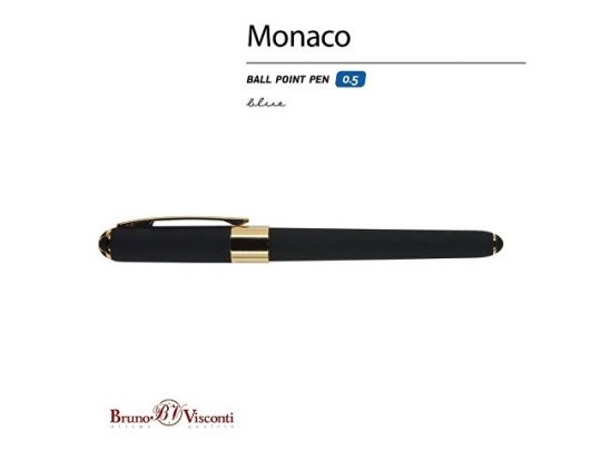 Ручка пластиковая шариковая Monaco, 0,5мм, синие чернила, черный, арт. 017428603