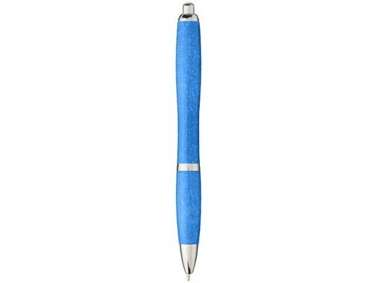 Шариковая ручка Nash из пшеничной соломы с хромированным наконечником, cиний, арт. 017504003