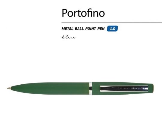 Ручка Portofino шариковая  автоматическая, зеленый металлический корпус, 1.0 мм, синяя, арт. 017355303