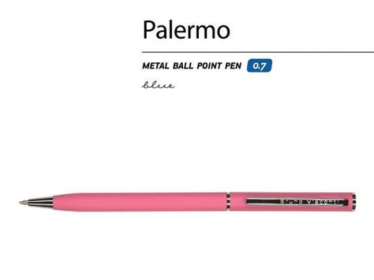 Ручка BrunoVisconti Palermo шариковая  автоматическая, коралловый металлический корпус, 0,7 мм, синяя, арт. 017357403