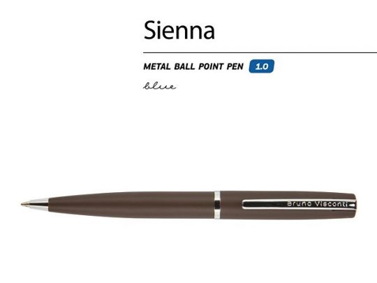Ручка Bruno Visconti Sienna шариковая  автоматическая, коричневый металлический корпус, 1.0 мм, синяя, арт. 017353403