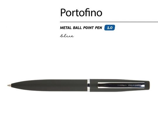 Ручка Portofino шариковая  автоматическая, черный металлический корпус, 1,0 мм, синяя, арт. 017355503