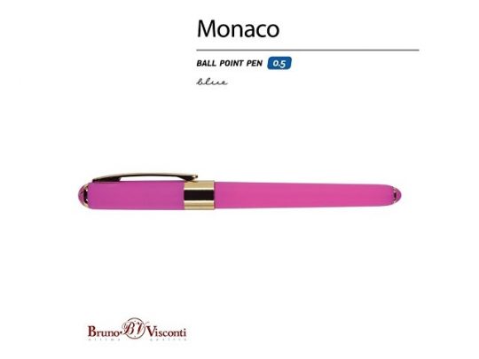 Ручка Bruno Visconti пластиковая шариковая Monaco, 0,5мм, синие чернила, ярко-розовый, арт. 017428003
