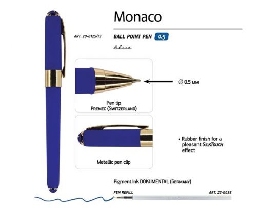 Ручка пластиковая шариковая BrunoVisconti Monaco, 0,5мм, синие чернила, сине-фиолетовый, арт. 017428303