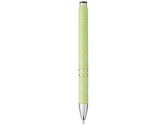 Шариковая кнопочная ручка Moneta из АБС-пластика и пшеничной соломы, зеленый, арт. 017504703