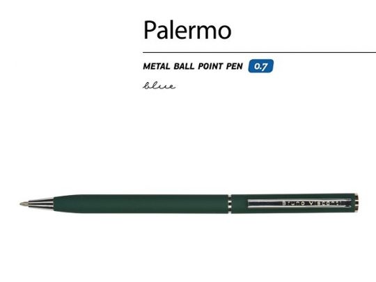 Ручка Bruno Visconti Palermo шариковая  автоматическая, зеленый металлический корпус, 0,7 мм, синяя, арт. 017356503