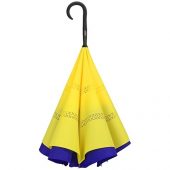 Зонт-трость наоборот, полуавтомат, темно-синий/желтый, арт. 017389603