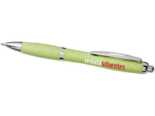 Шариковая ручка Nash из пшеничной соломы с хромированным наконечником, зеленый, арт. 017504103