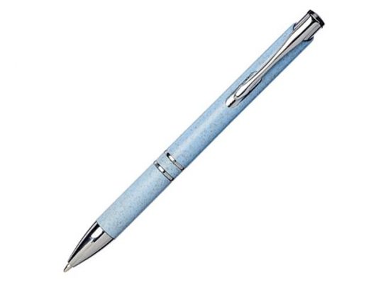Шариковая кнопочная ручка Moneta из АБС-пластика и пшеничной соломы, cиний, арт. 017504603