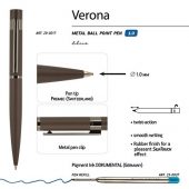 Ручка Verona шариковая  автоматическая, коричневый металлический корпус 1.0 мм, синяя, арт. 017355803