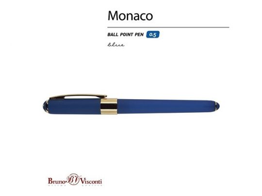 Ручка Bruno Visconti пластиковая шариковая Monaco, 0,5мм, синие чернила, темно-синий, арт. 017427803