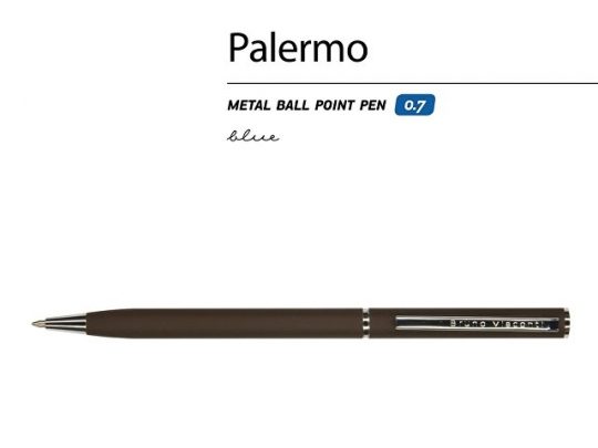 Ручка Bruno Visconti Palermo шариковая  автоматическая, коричневый металлический корпус, 0,7 мм, синяя, арт. 017356403