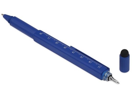 Ручка шариковая металлическая  Tool, синий. Встроенный уровень, мини отвертка, стилус, арт. 017617703