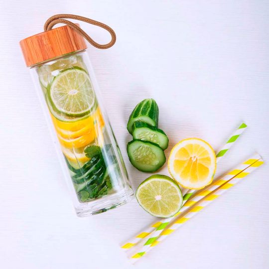 Бутылка для воды «Simple», 19 см, бамбук, стекло
