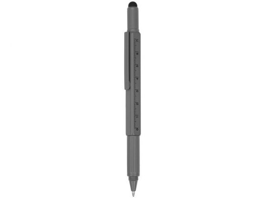 Ручка шариковая металлическая  Tool, серый. Встроенный уровень, мини отвертка, стилус, арт. 017617803