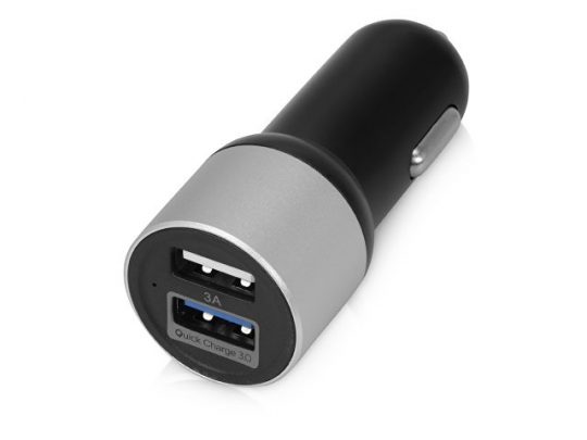 Адаптер автомобильный USB с функцией быстрой зарядки QC 3.0 TraffIQ, черный/серебристый, арт. 017767003
