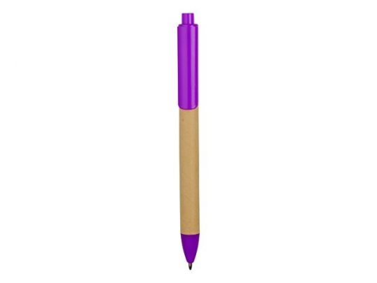 Ручка картонная пластиковая шариковая Эко 2.0, бежевый/фиолетовый, арт. 017989103