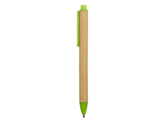 Ручка картонная пластиковая шариковая Эко 2.0, бежевый/зеленое яблоко, арт. 017989003