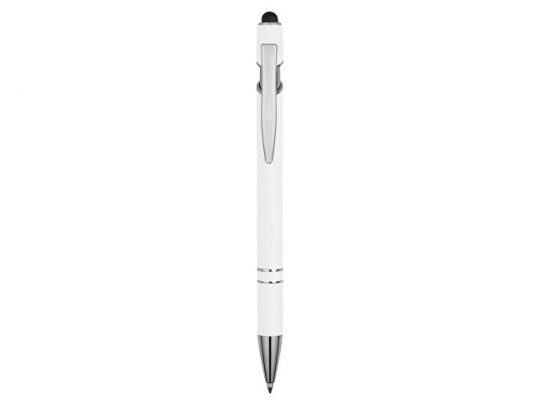 Ручка металлическая soft-touch шариковая со стилусом Sway, белый/серебристый, арт. 017989303