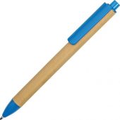 Ручка картонная пластиковая шариковая Эко 2.0, бежевый/голубой, арт. 017988903