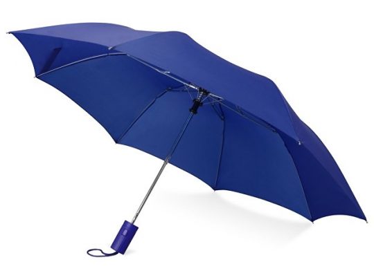 Зонт складной Tulsa, полуавтоматический, 2 сложения, с чехлом, синий (Р), арт. 018138603