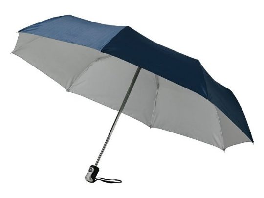 Зонт Alex трехсекционный автоматический 21,5, темно-синий/серебристый (Р), арт. 018117603