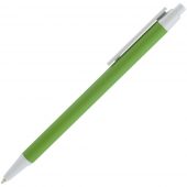 Ручка шариковая Button Up, зеленая с белым