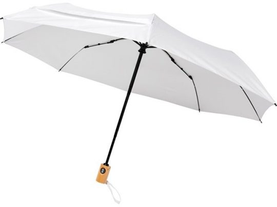 Автоматический складной зонт Bo из переработанного ПЭТ-пластика, белый, арт. 018363103