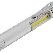 Карманный фонарик Stix с зажимом, оснащен бескорпусным чипом и магнитным держателем, серебристый, арт. 018370703