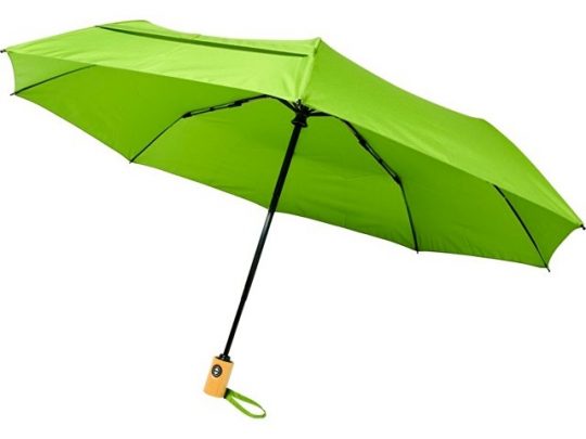 Автоматический складной зонт Bo из переработанного ПЭТ-пластика, лайм, арт. 018363403