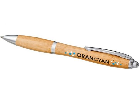 Шариковая ручка Nash из бамбука, натуральный/серебристый, арт. 018380003