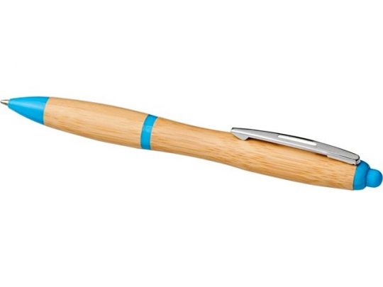 Шариковая ручка Nash из бамбука, натуральный/голубой, арт. 018379803